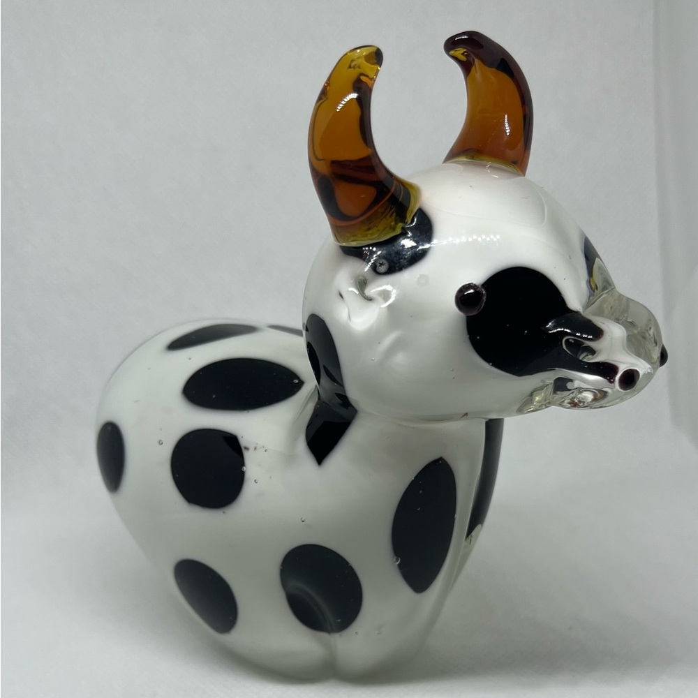Beautiful 1980's  Glass Art Cow Sculpture from Italy.